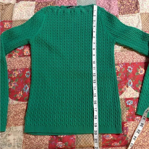 Ralph Lauren Bright Green Cable-Knit Crewneck Sweater - Picture 6 of 6